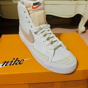 Nike White and Tan High-Top Sneakers